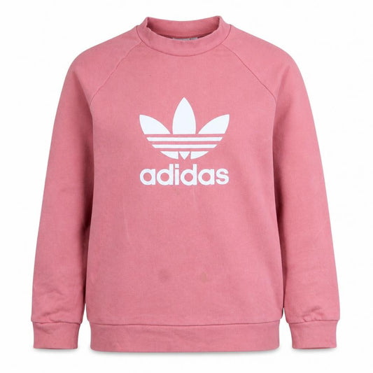 Adidas Womens Pink Crew Neck Sweatshirt Size S Cotton Logo Pullover