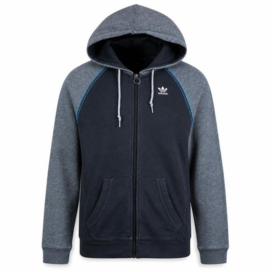 adidas Mens Blue Full Zip Hoodie XS Logo Graphic Sportswear