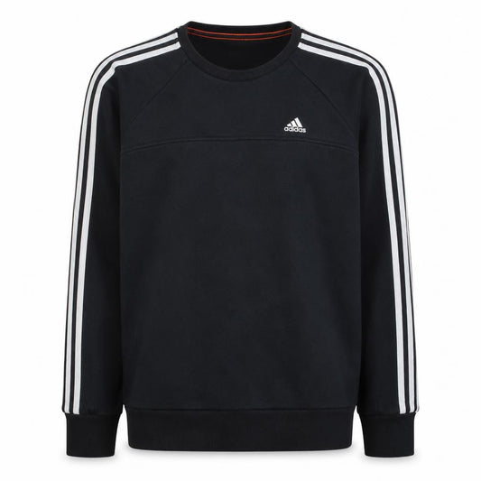 Adidas Men Black Medium Pullover Sweatshirt Crew Neck Fleece