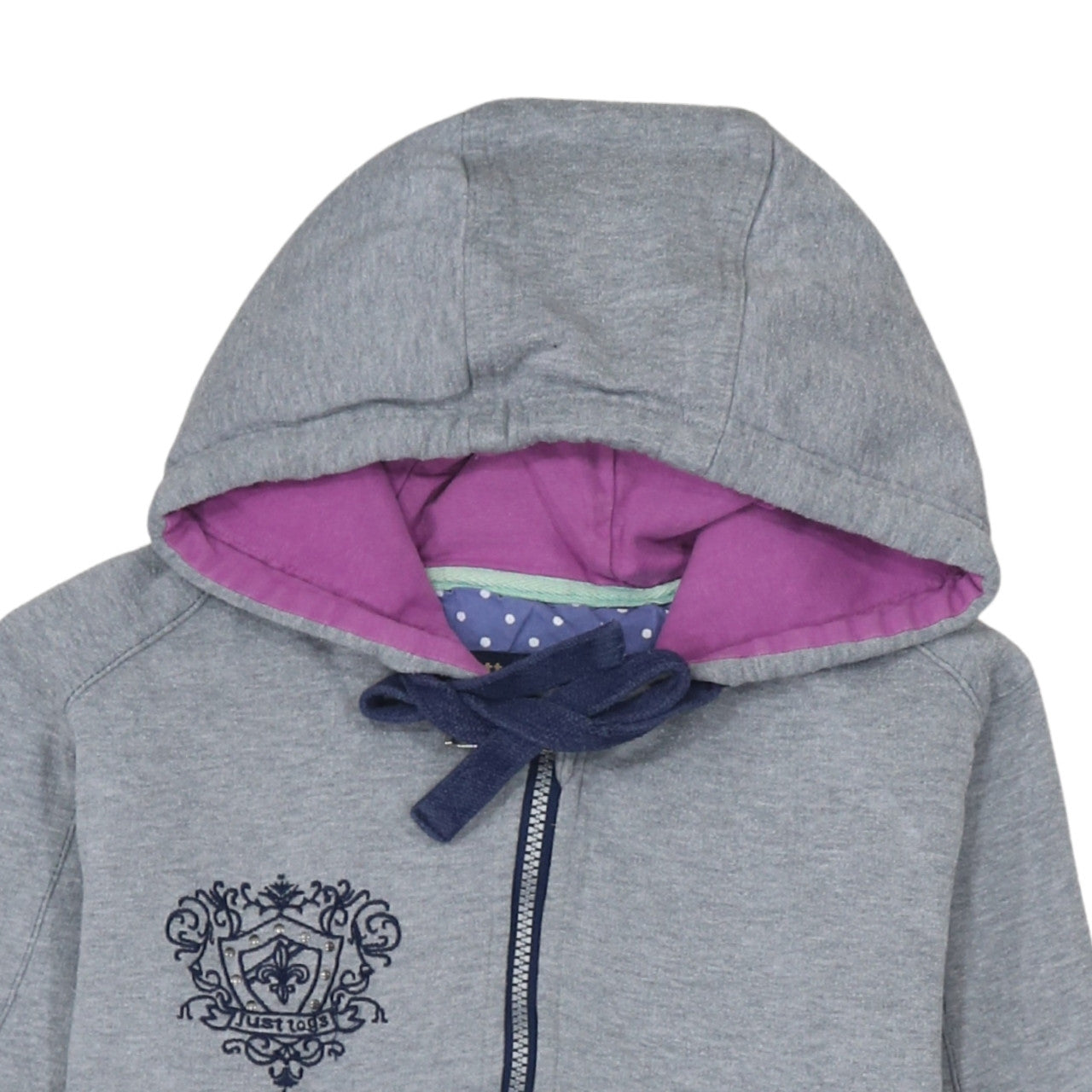 Just Togs Womens Grey Full Zip Hoodie Size 12 M Hooded Sweatshirt