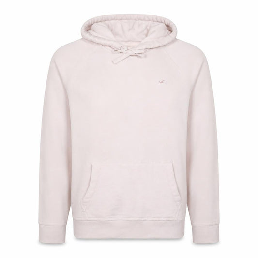 Hollister Men's Beige Pullover Hoodie L Logo Fleece Sweatshirt