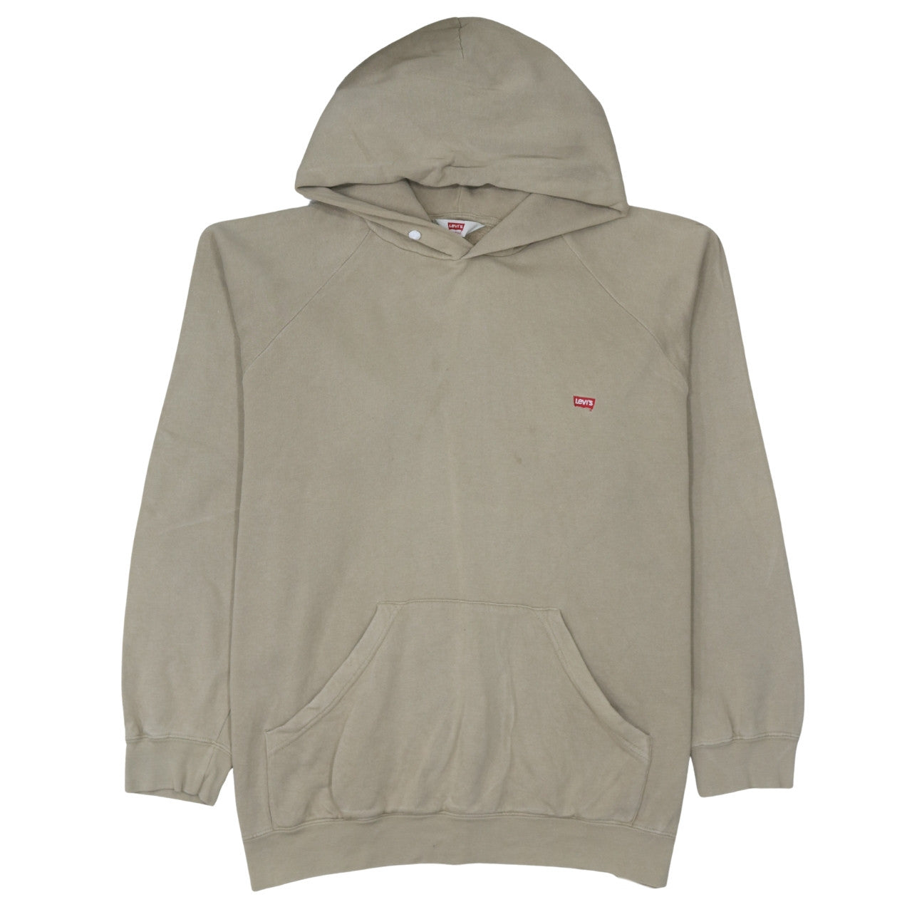 Levi's Men Beige Pullover Hoodie Large Regular Fit Logo Cotton