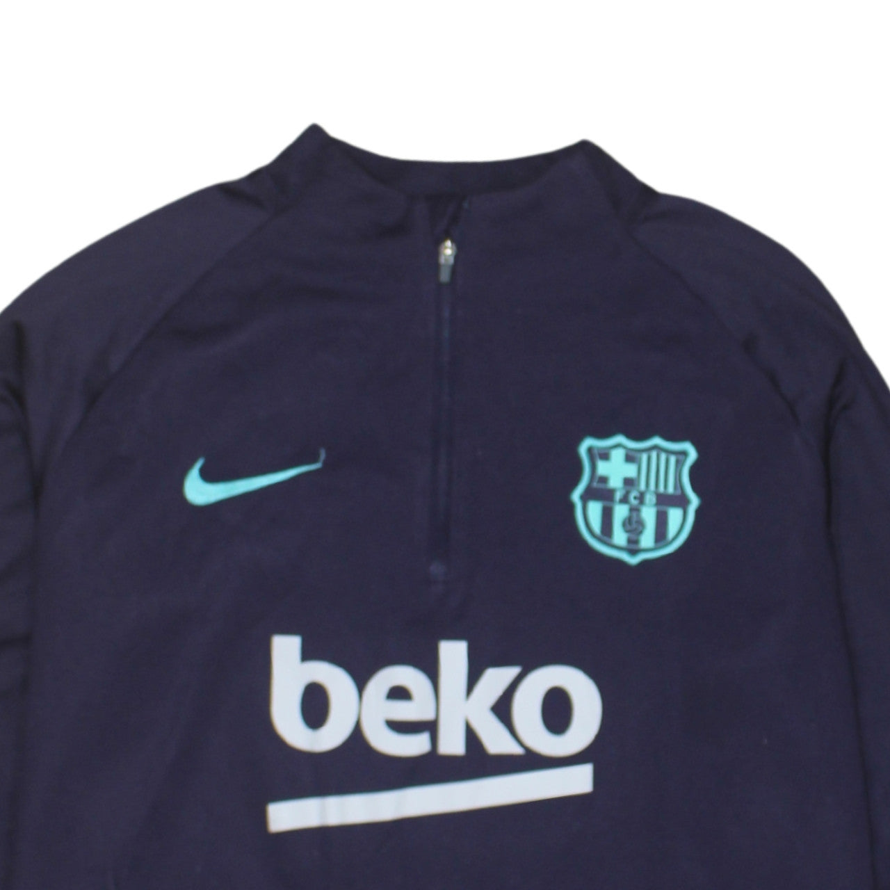 Nike Boys FC Barcelona Navy Blue Dri-Fit 1/4 Zip Sweatshirt XL 13-15 Yrs