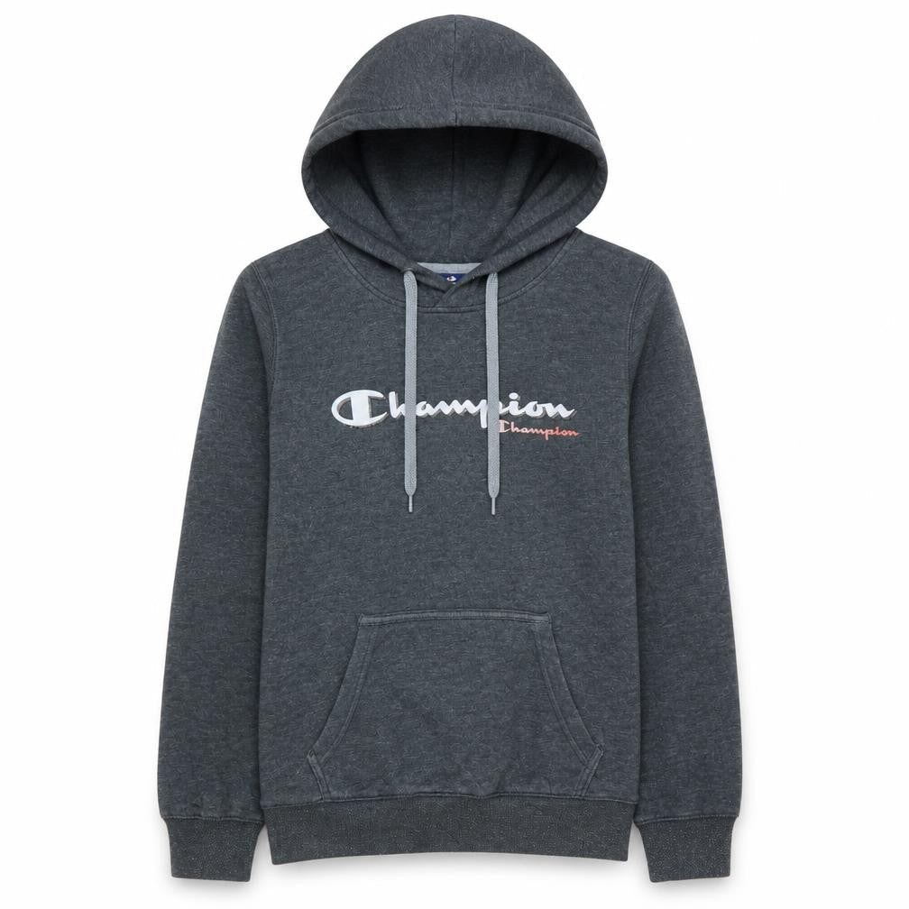 Champion Women's Grey Pullover Hoodie Medium with Logo Design