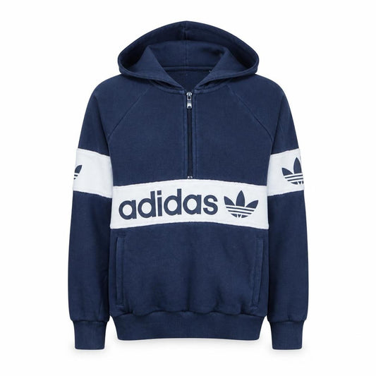 Adidas Womens Navy Blue Hoodie Size 6 1/2 Zip Pullover Sweatshirt