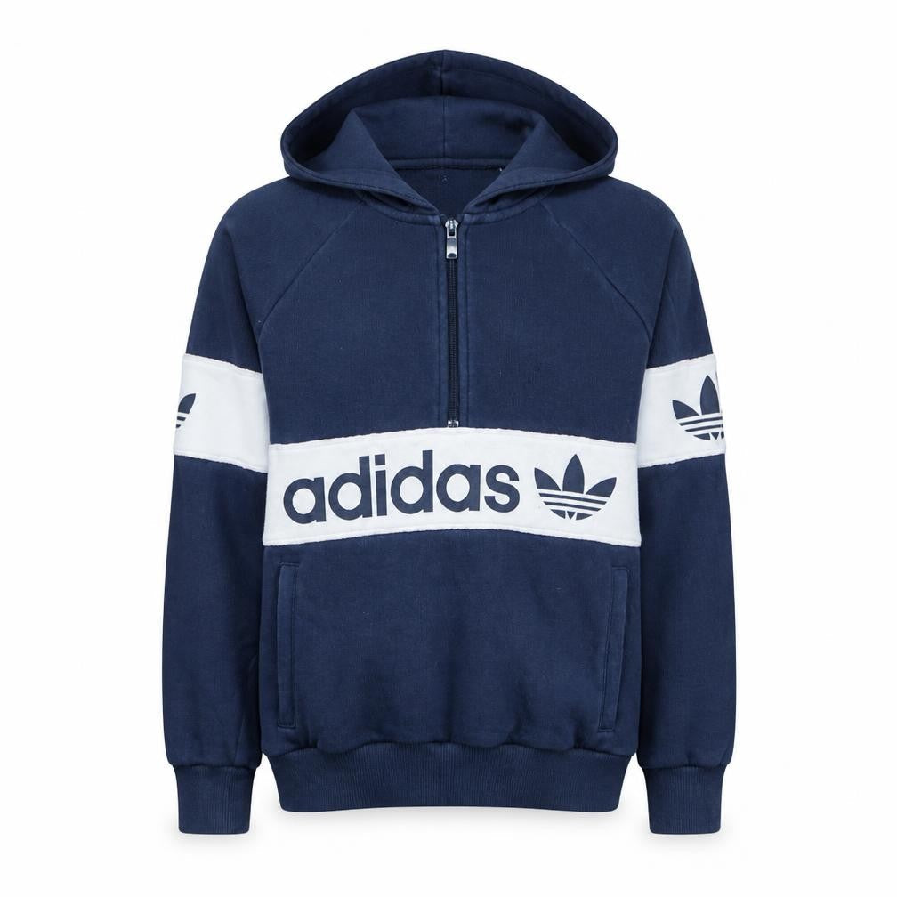 Adidas Womens Navy Blue Hoodie Size 6 1/2 Zip Pullover Sweatshirt