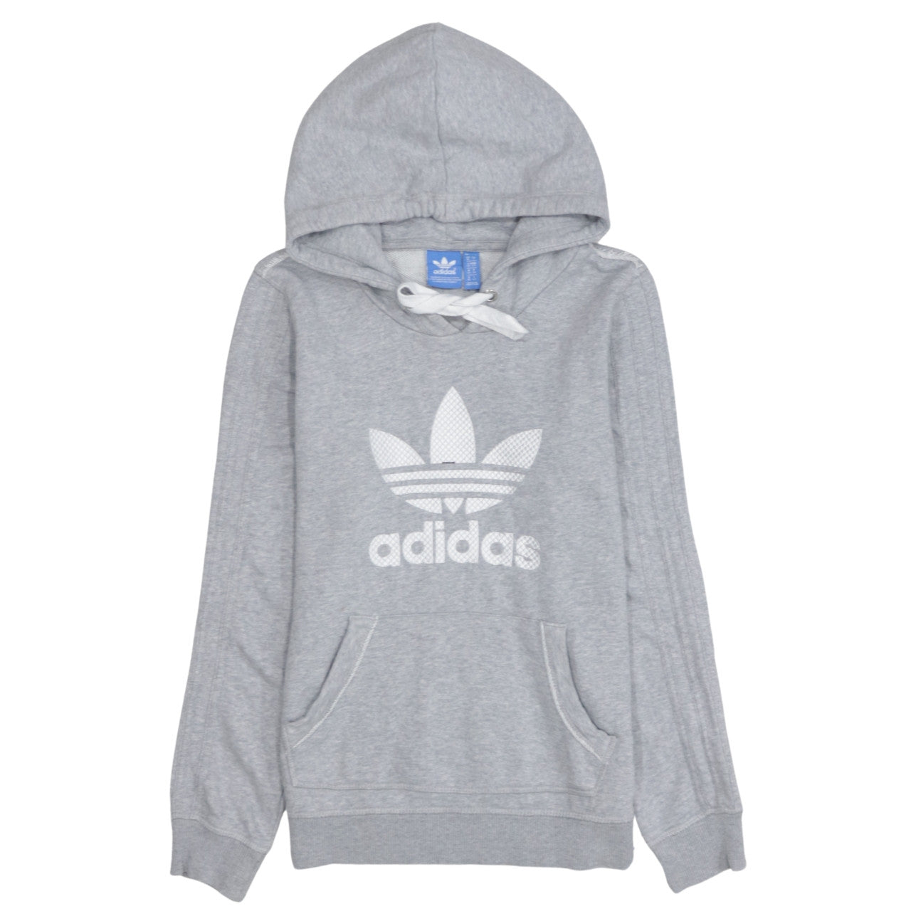 Adidas Womens Grey Hoodie Size 10 Classic Trefoil Logo Pullover