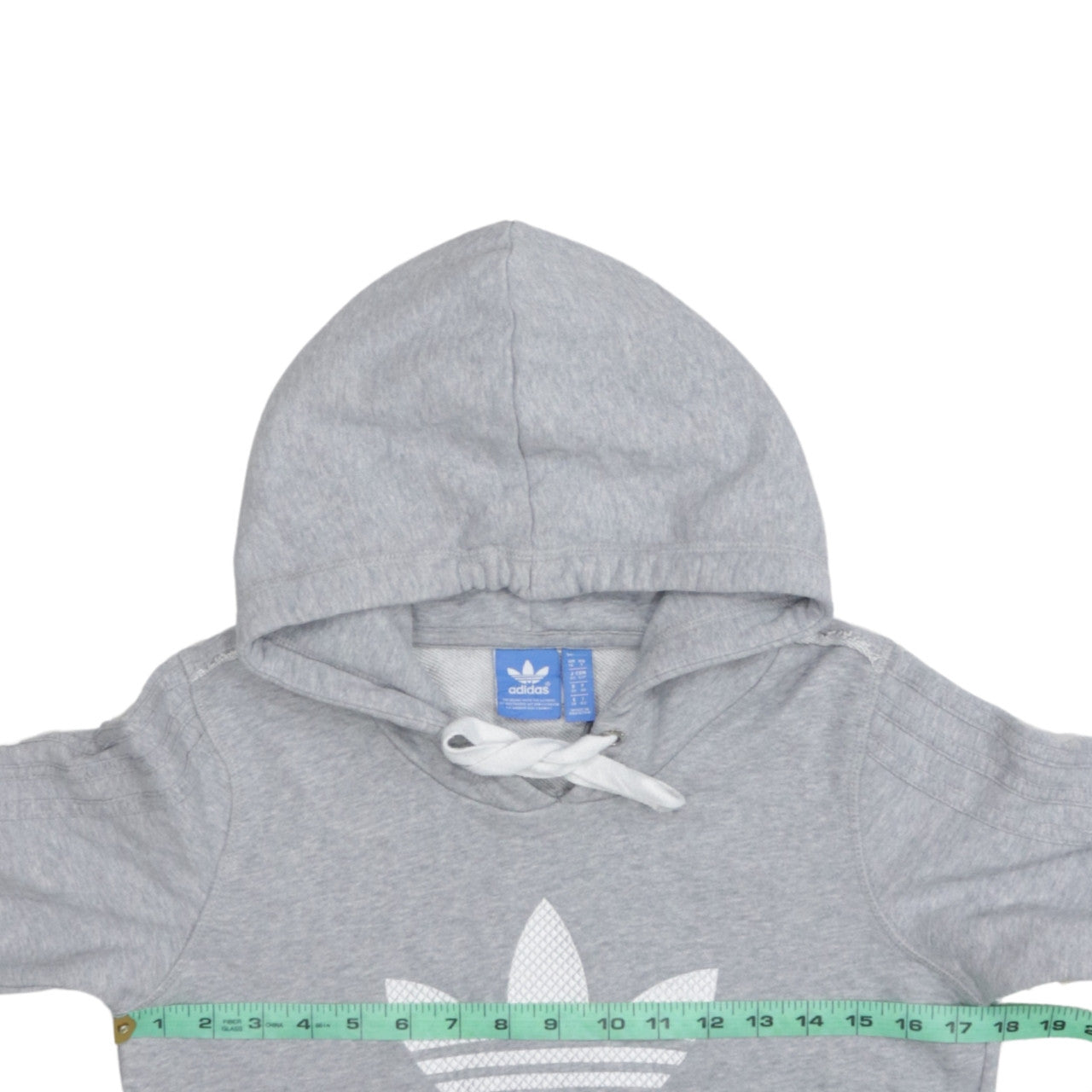 Adidas Womens Grey Hoodie Size 10 Classic Trefoil Logo Pullover