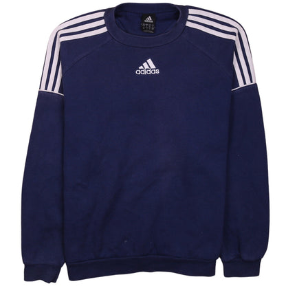 Additional front view of Adidas men’s blue crew neck pullover sweatshirt m sports logo