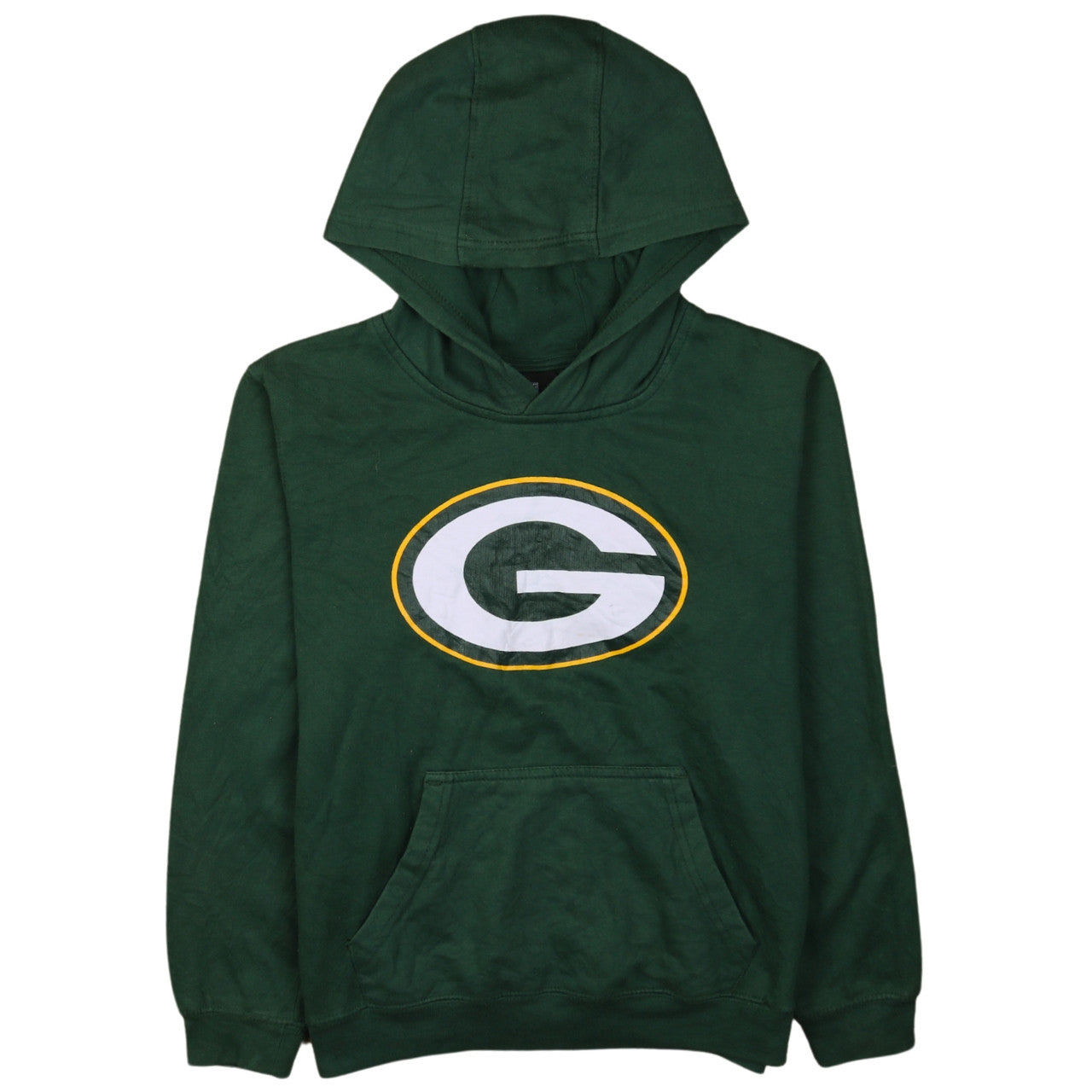 NFL Team Apparel Boys Green Pullover Hoodie Size 10-12 Graphic Print Cotton