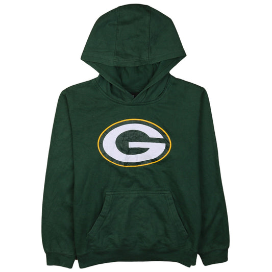 NFL Team Apparel Boys Green Pullover Hoodie Size 10-12 Graphic Print Cotton