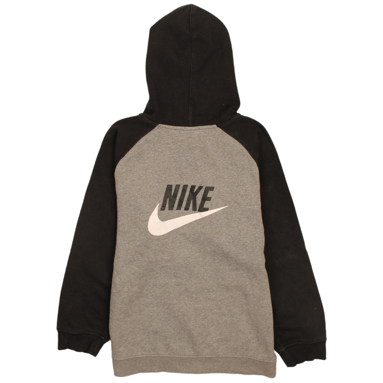 Nike Boys Grey Black Full Zip Hoodie L 12-13 Years Sportswear Logo