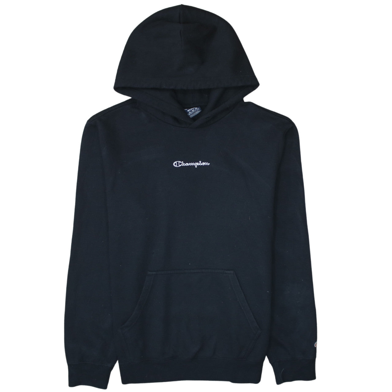 Champion Men's Black Pullover Hoodie Medium Fleece Logo Sweatshirt