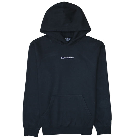 Champion Men's Black Pullover Hoodie Medium Fleece Logo Sweatshirt