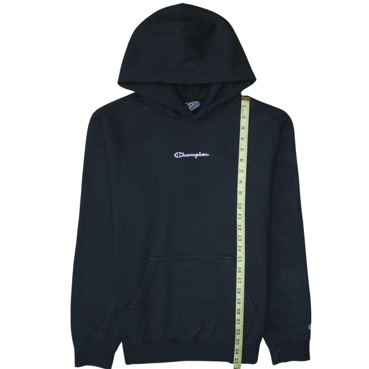 Champion Men's Black Pullover Hoodie Medium Fleece Logo Sweatshirt