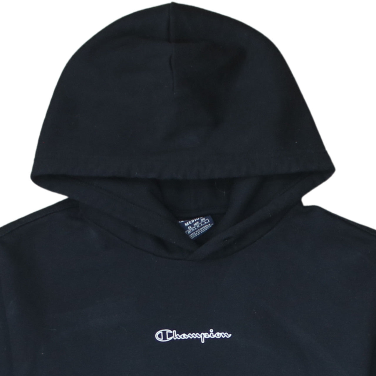 Champion Men's Black Pullover Hoodie Medium Fleece Logo Sweatshirt