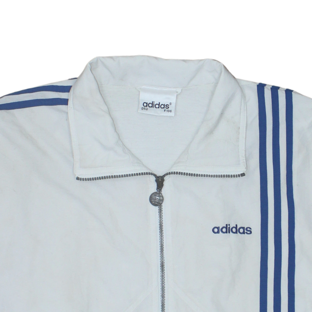 Adidas Mens White Blue Retro Track Jacket L 42in Full Zip Sportswear