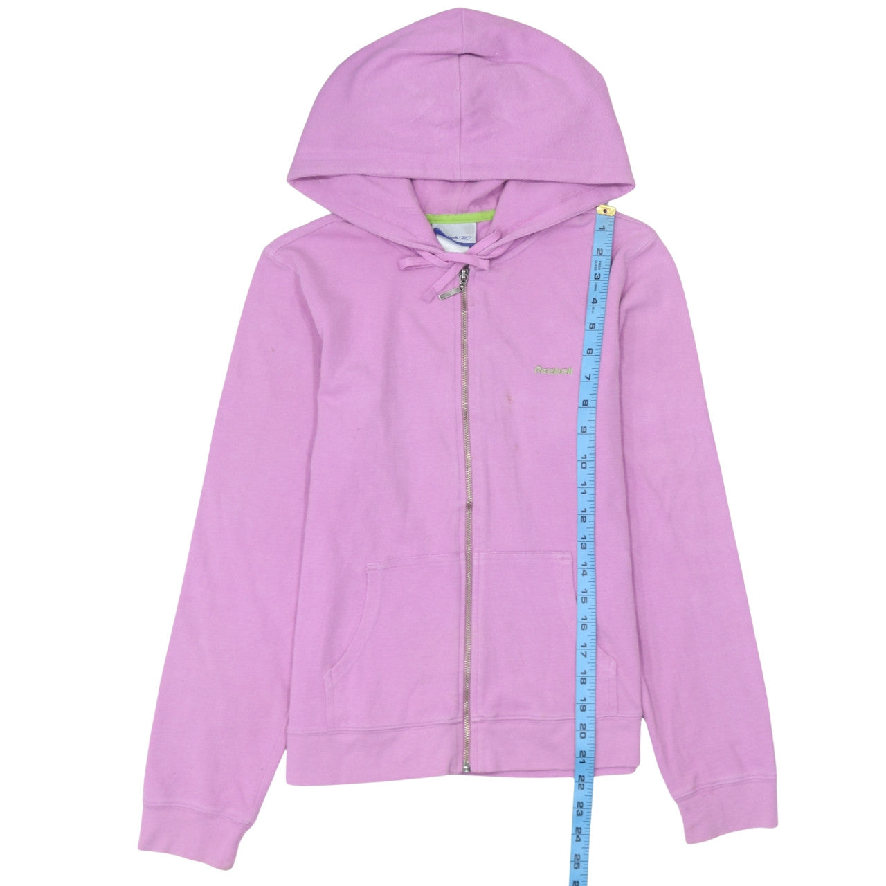 Reebok Womens Pink Full Zip Hoodie Size 12 Cotton Blend Casual Sweatshirt