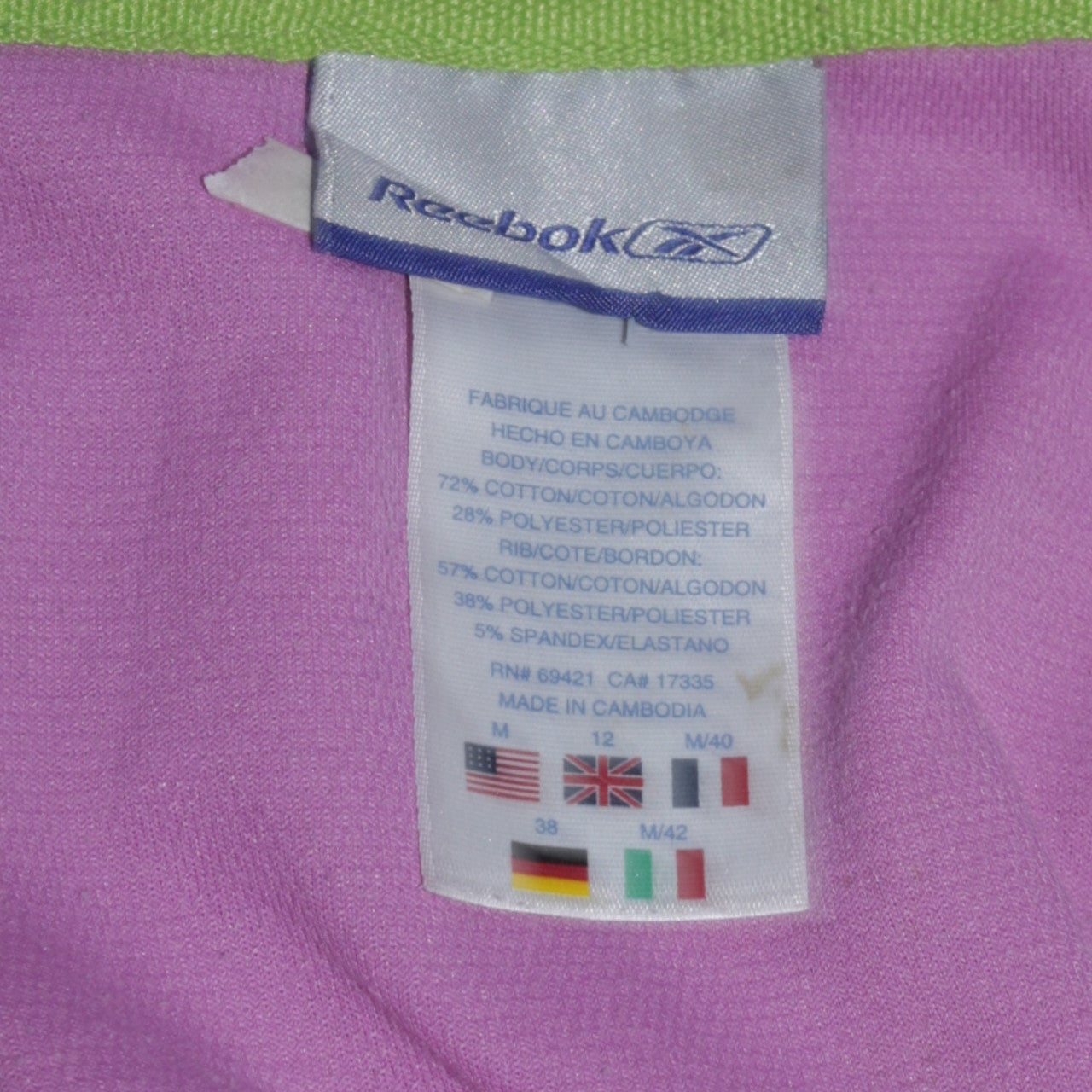 Reebok Womens Pink Full Zip Hoodie Size 12 Cotton Blend Casual Sweatshirt