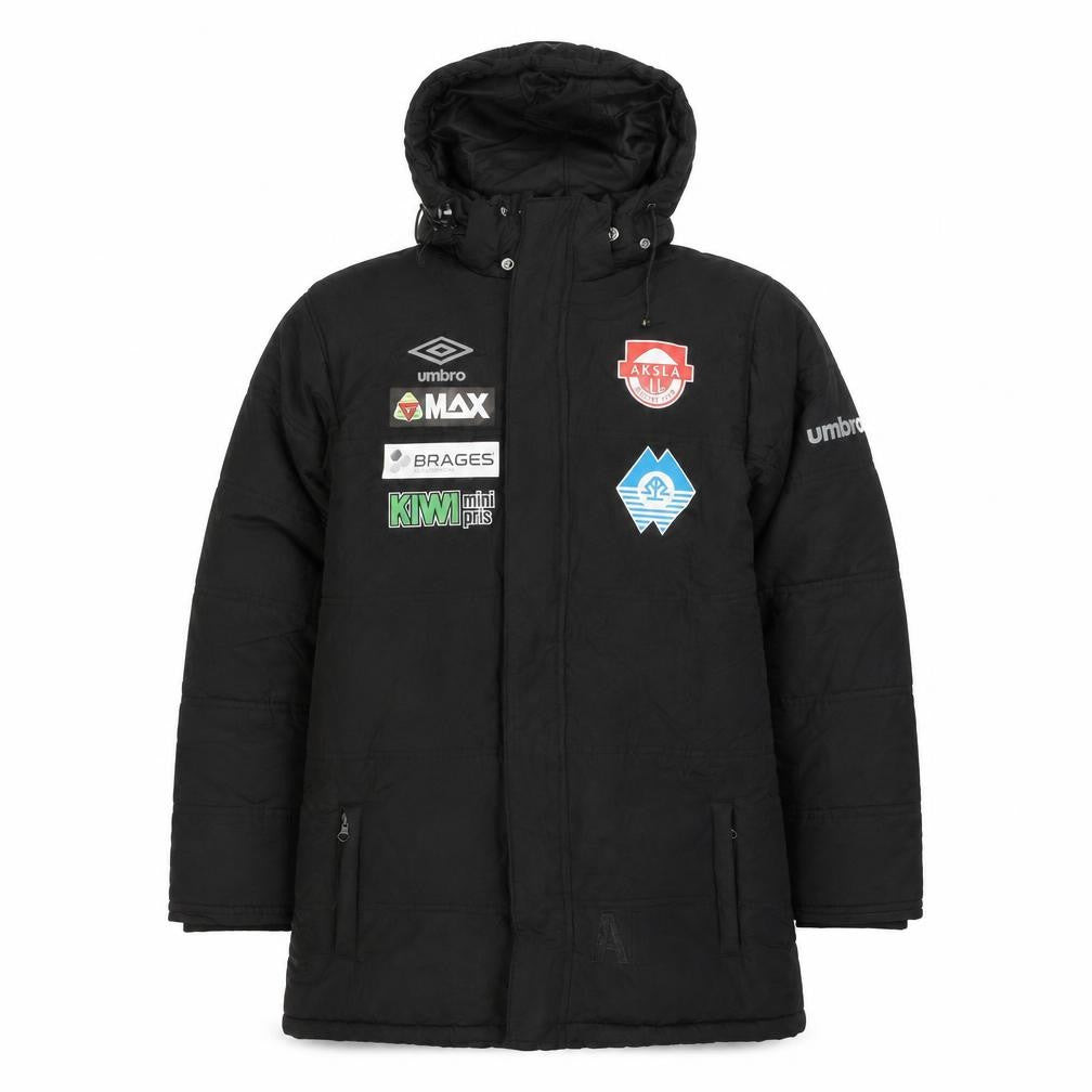 Umbro Boys Black 13-14 Years Hooded Long Puffer Coat Football Team Jacket