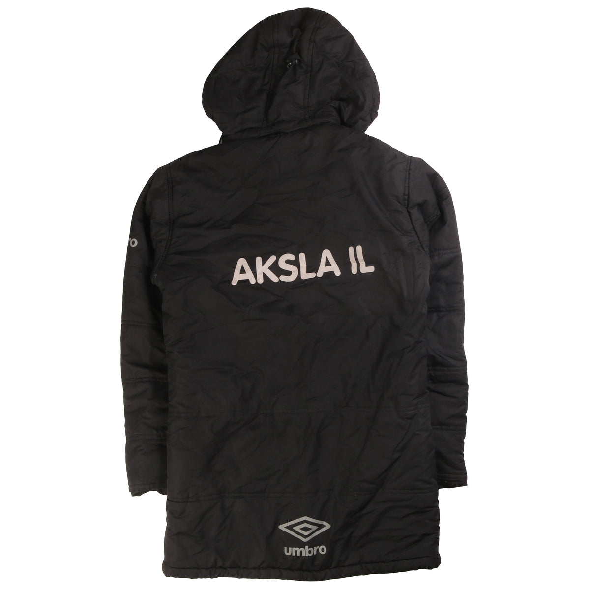 Umbro Boys Black 13-14 Years Hooded Long Puffer Coat Football Team Jacket