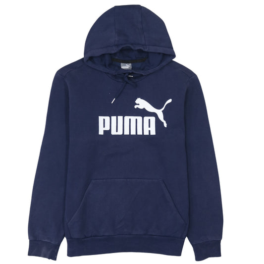 Puma Men's Blue Small Pullover Hoodie with Logo Print