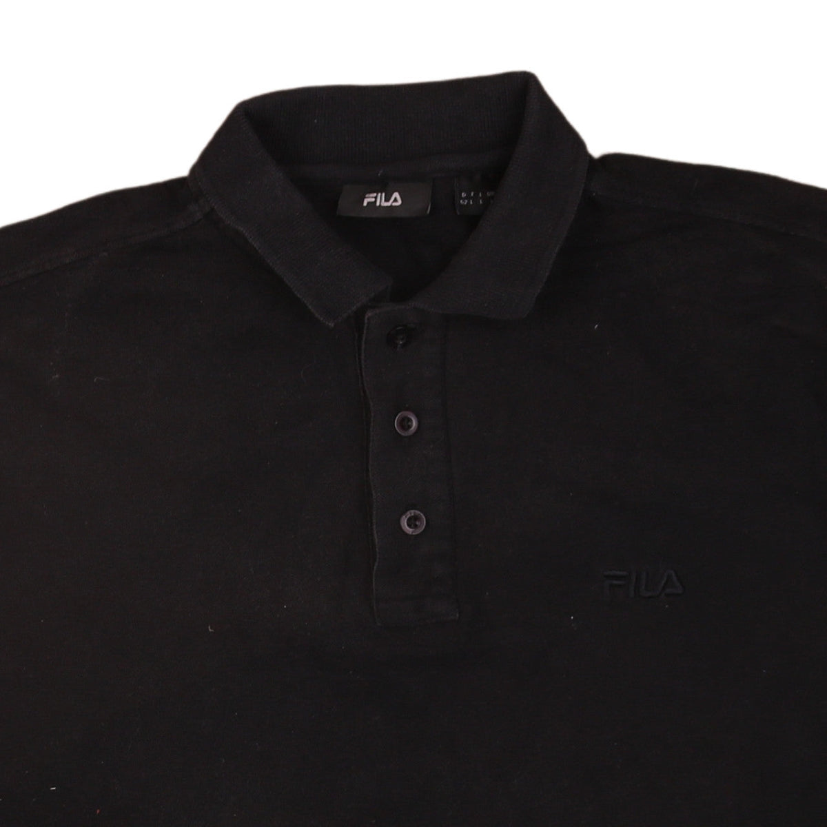 FILA Men’s Black Cotton Short Sleeve Polo Shirt Size L