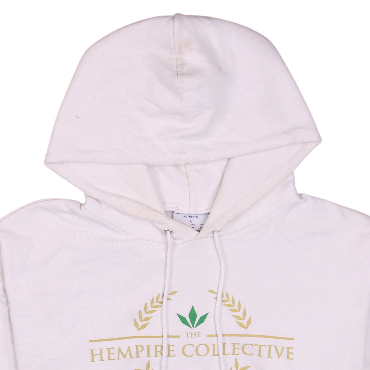 Champion Mens White Pullover Hoodie L Hempire Collective Logo