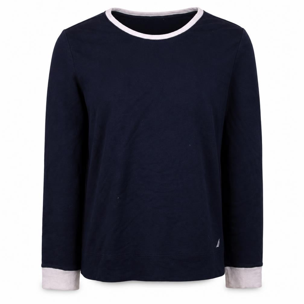 Nautica Mens Blue Long Sleeve Crew Neck Cotton T-Shirt M
