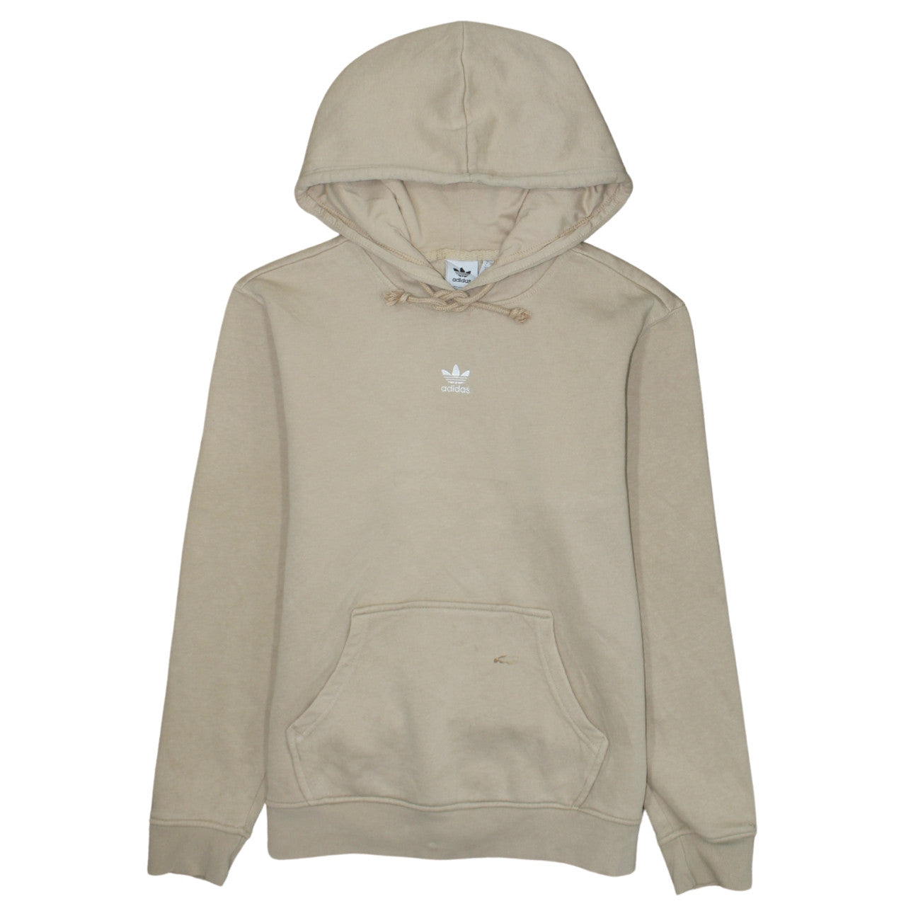 Adidas Women Beige Pullover Hoodie Size 8 Cotton Logo Casual