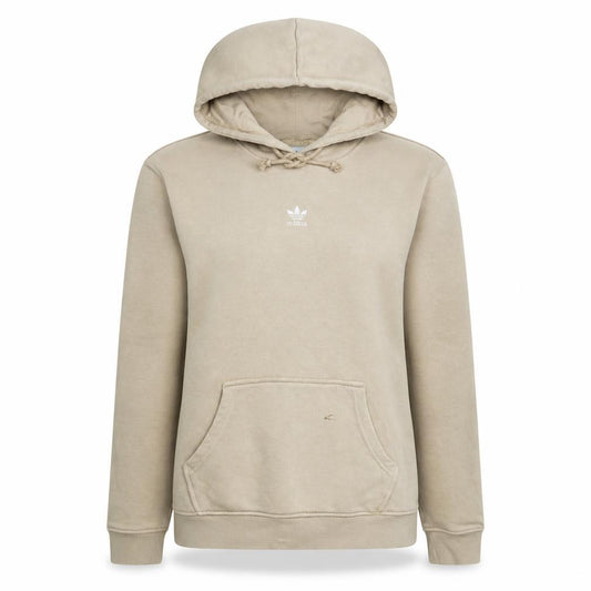 Adidas Women Beige Pullover Hoodie Size 8 Cotton Logo Casual