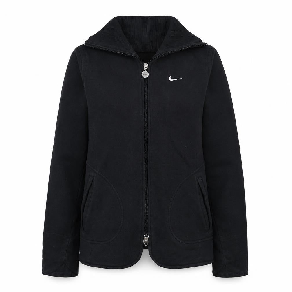 Nike Women Black Full Zip Hoodie Sweatshirt Size 12 M Logo Zip Pockets