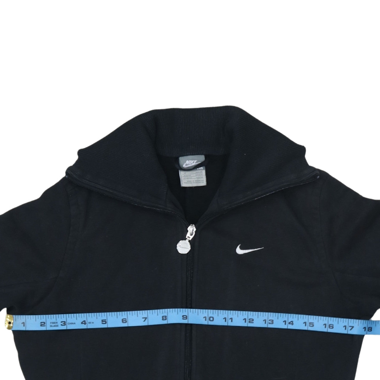 Nike Women Black Full Zip Hoodie Sweatshirt Size 12 M Logo Zip Pockets