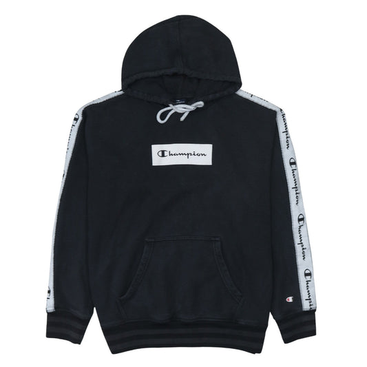 Champion Men's Black Small Pullover Hoodie Logo Tape Sleeve