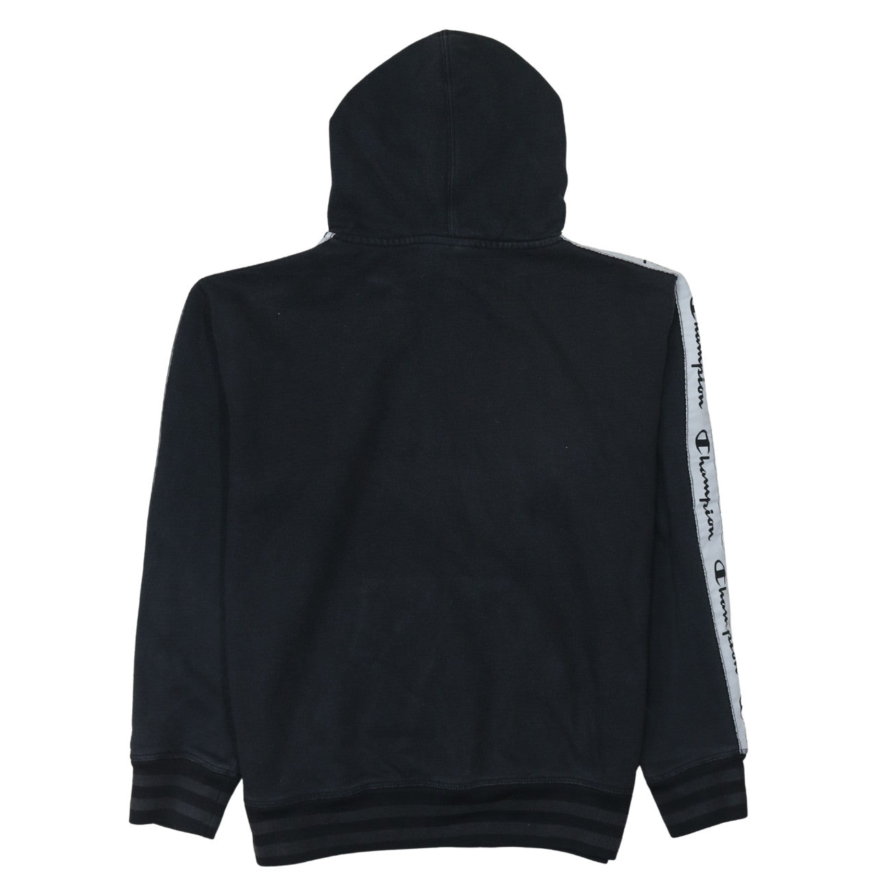 Champion Men's Black Small Pullover Hoodie Logo Tape Sleeve
