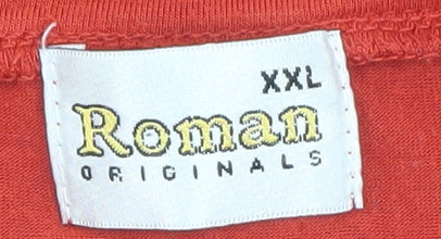 Roman Originals Women Red Long Sleeve Beaded Sequin Jersey Top 2XL