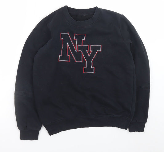 Marks and Spencer Womens Black NY Sweatshirt Size 8 Cotton Blend