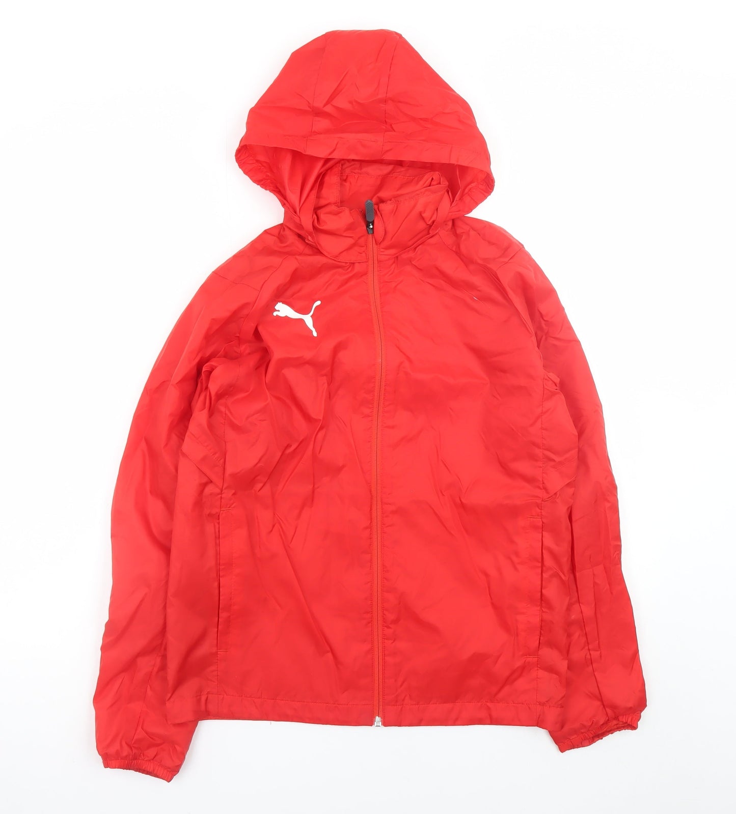 Puma Boys Red Hooded Windbreaker Jacket 14 Years Lightweight Zip Up