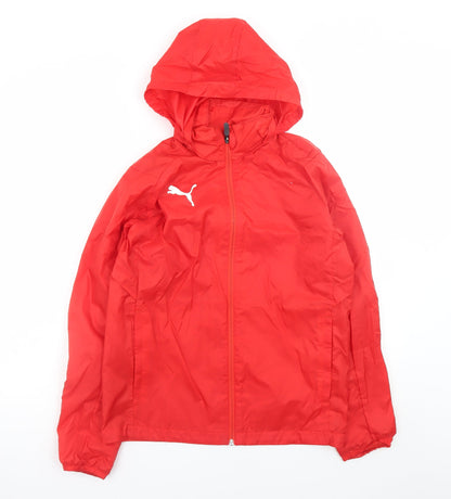 Additional front view of Puma boys’ red hooded windbreaker jacket 14 years lightweight zip up