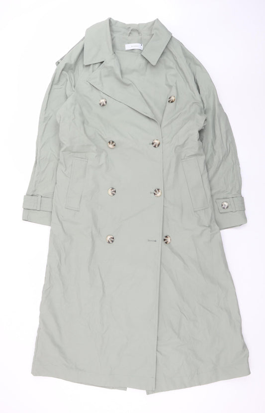 Reserved Women's Green Long Trench Coat M Belted Double-Breasted