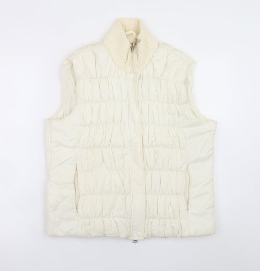 Marks and Spencer Per Una Women's Ivory Quilted Puffer Waistcoat L