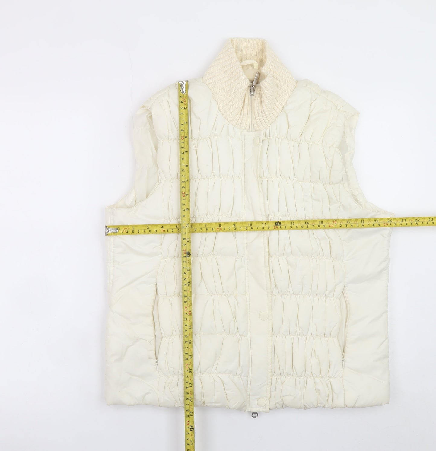 Marks and Spencer Per Una Women's Ivory Quilted Puffer Waistcoat L