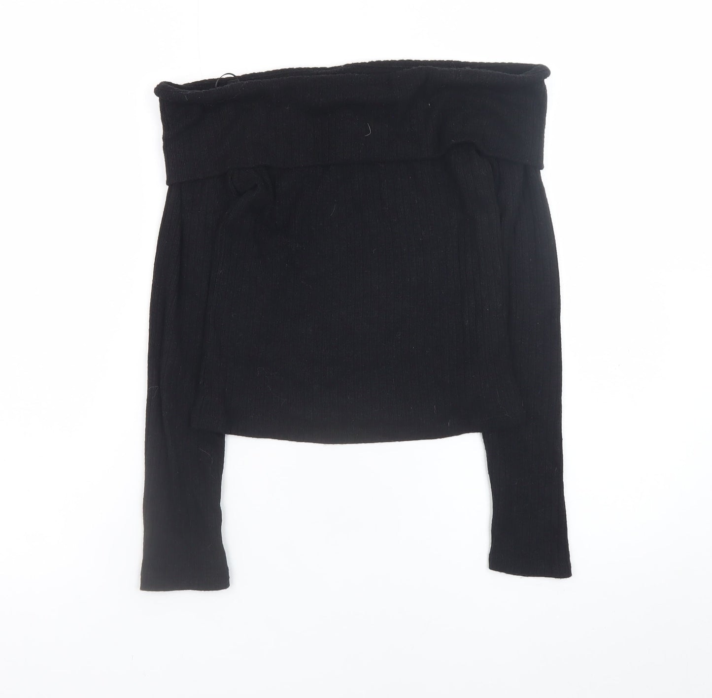 Stradivarius Women's Black Off Shoulder Knit Top Size S