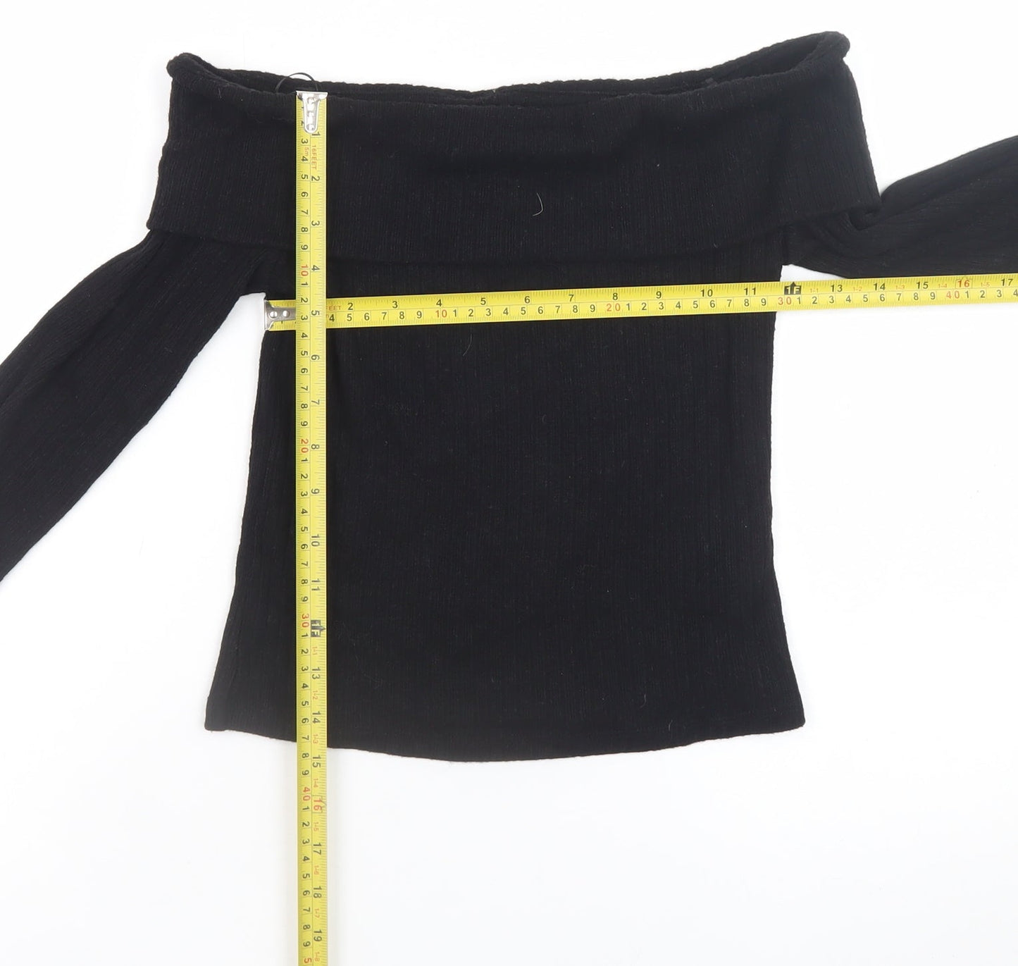 Stradivarius Women's Black Off Shoulder Knit Top Size S