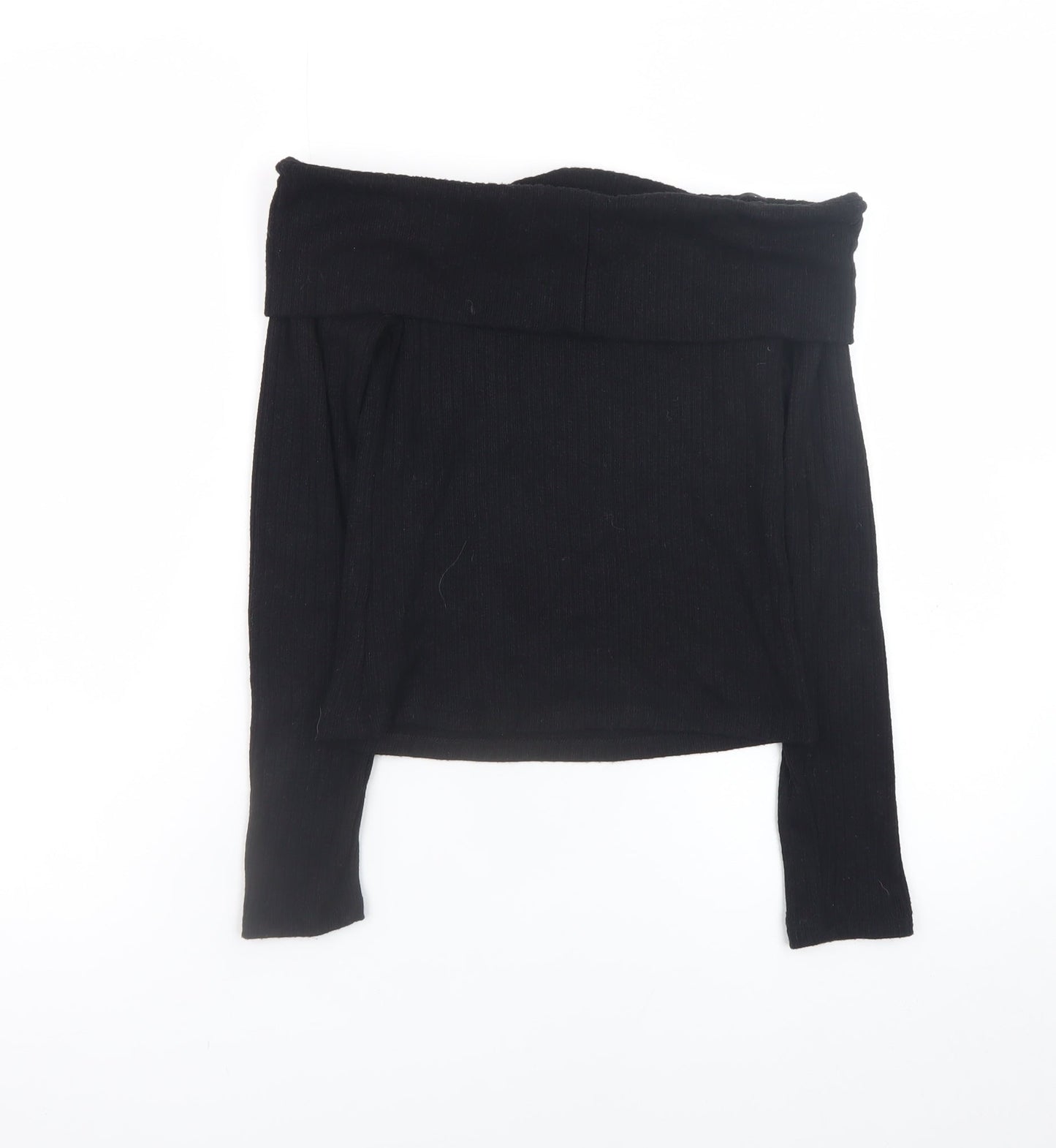 Stradivarius Women's Black Off Shoulder Knit Top Size S