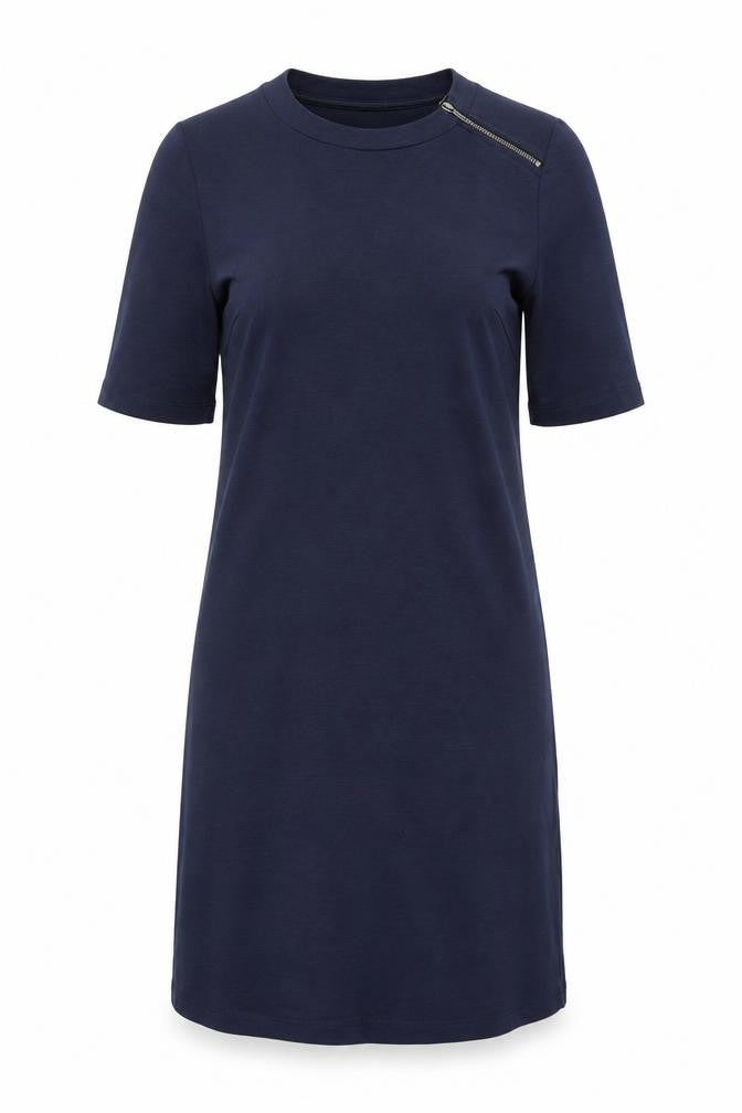 Only Women's Blue Shift Dress S Knee Length Zip Detail