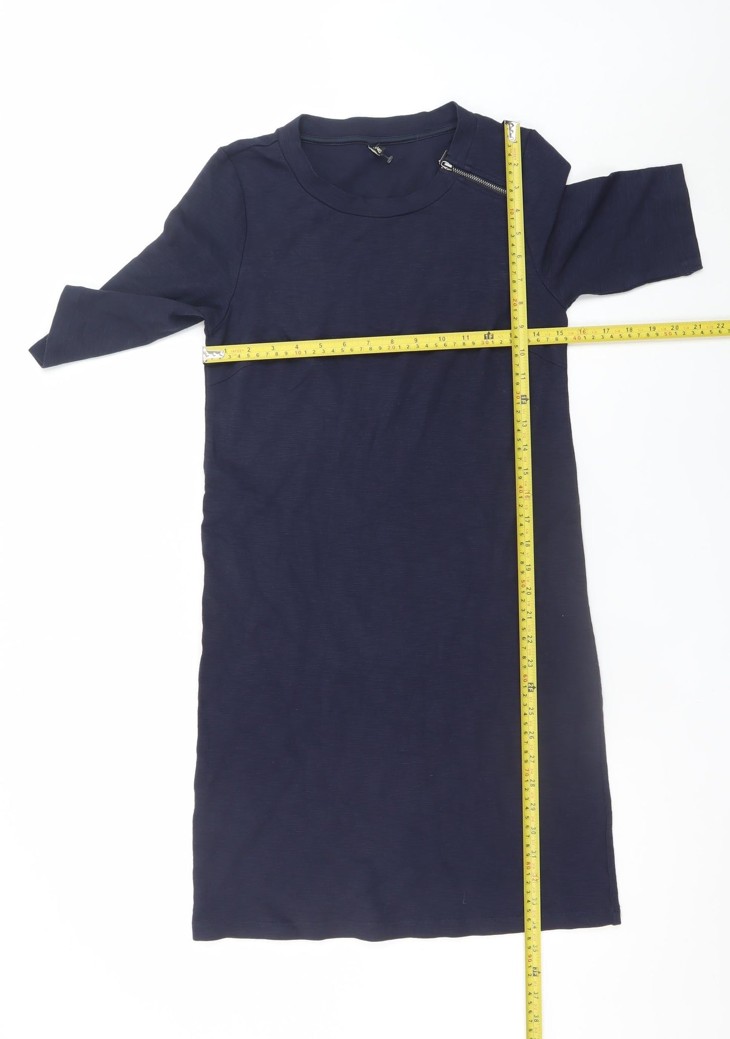 ONLY Women's Blue Shift Dress S Knee Length Zip Detail