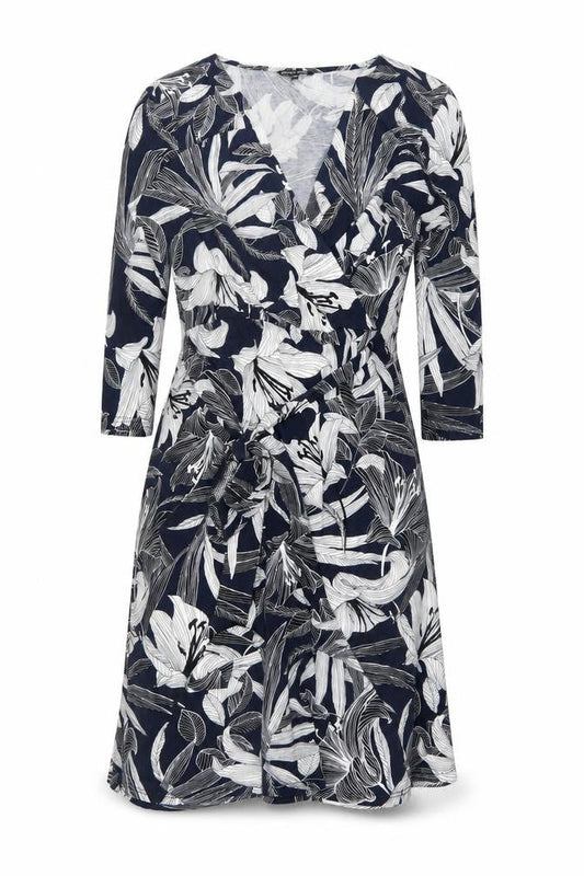 Roman Petite Women’s Blue Floral Wrap Dress Size 10 Knee Length