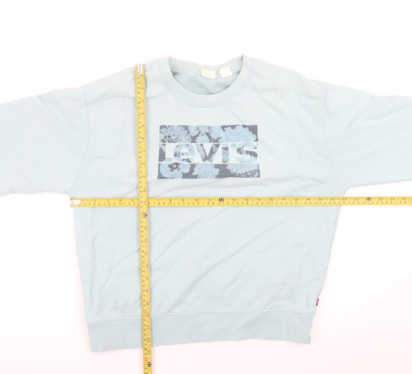 Levi's Women Blue Floral Logo Crew Neck Sweatshirt Size M