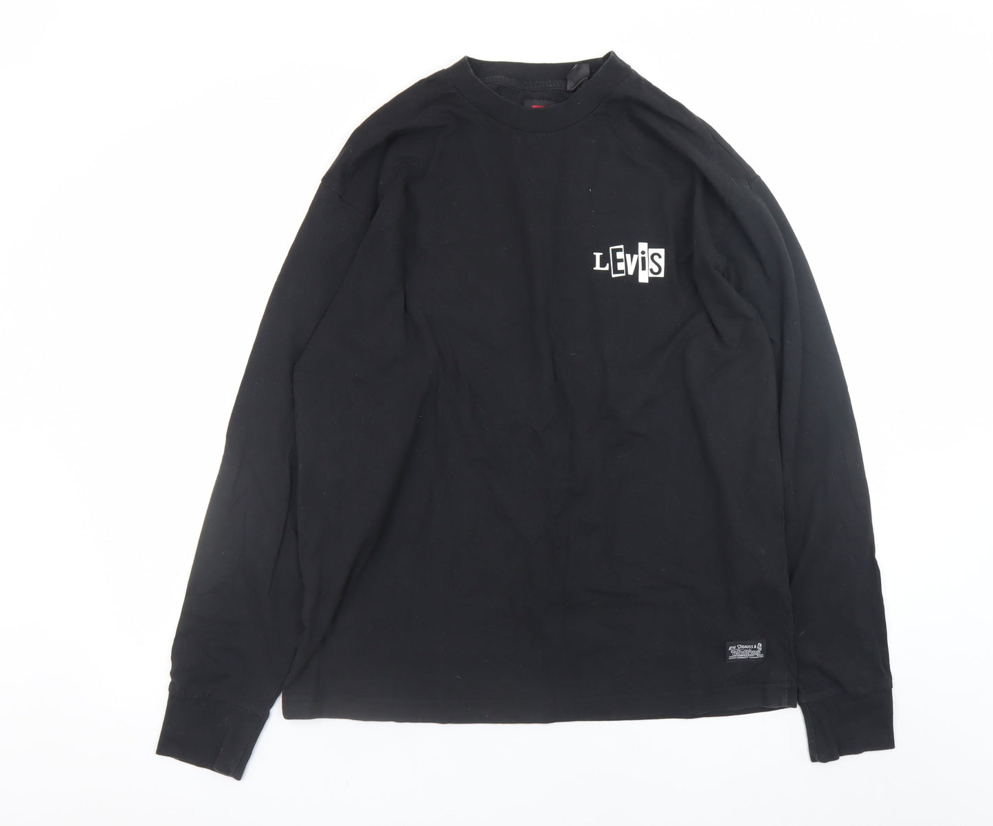 Levi's Men's Black Long Sleeve Crew Neck Logo T-Shirt Size M
